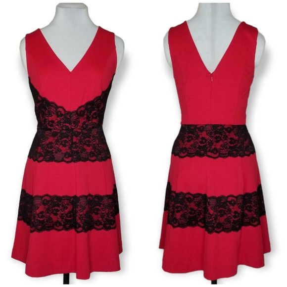 Nicole Miller Dresses Nicole Miller Red Sleeveless Dress With Black